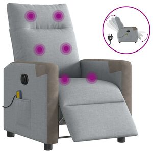 vidaXL Fauteuil de massage inclinable &eacute;lectrique gris clair tissu