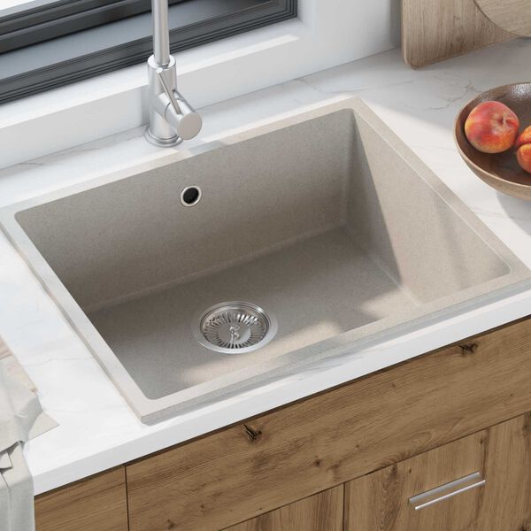 vidaXL Évier de cuisine Beige 54 x 44 x 20 cm Granite