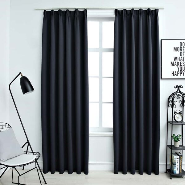 vidaXL Rideaux occultants avec crochets 2 pcs Anthracite 140x245 cm