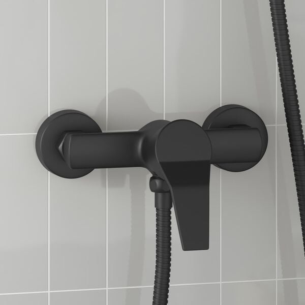 vidaXL Robinet de Douche Mixer Noir G 1 / 2 pouces Laiton