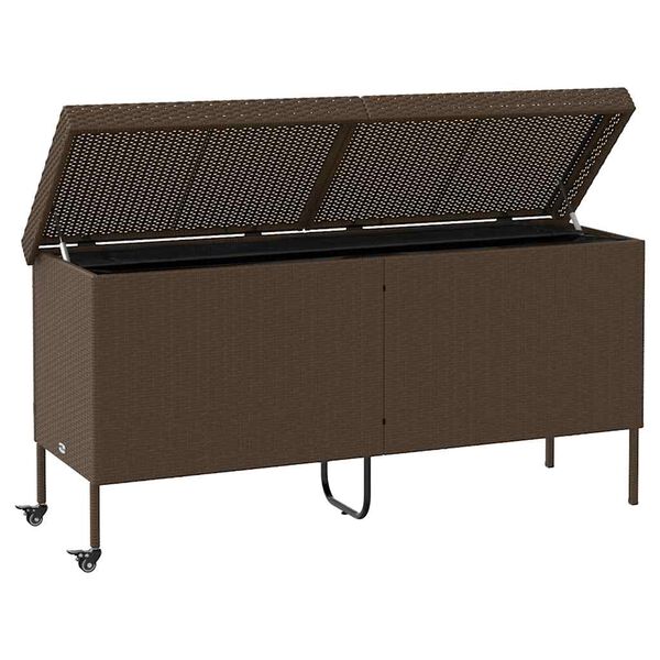 vidaXL Bo&icirc;te rangement jardin roues marron 160x55x75 cm r&eacute;sine tress&eacute;e