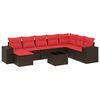 vidaXL Ensemble de canap&eacute; de jardin 9 pcs avec coussins marron r&eacute;sine tress&eacute;e