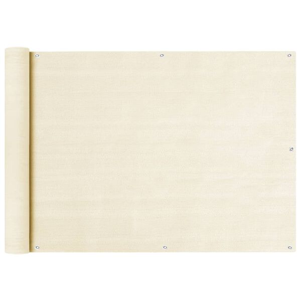 vidaXL Écran de balcon Crème 75x600 cm PEHD