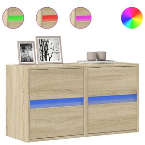 vidaXL Meubles TV muraux lumi&egrave;res LED 2 pcs ch&ecirc;ne sonoma 41x31x45 cm