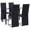 vidaXL Ensemble de mobilier 5 pcs Similicuir et acier Verre Noir