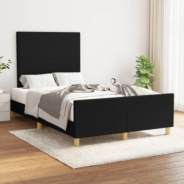 vidaXL Cadre de lit sans matelas noir 120x190 cm tissu