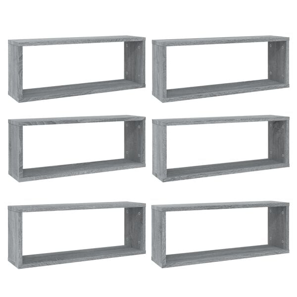 vidaXL &Eacute;tag&egrave;res murales cube 6 pcs Sonoma gris 60x15x23 cm Bois