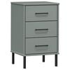 vidaXL Table de chevet avec pieds en m&eacute;tal Gris Bois pin massif OSLO