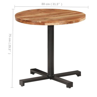 vidaXL Table de bistro Ronde Ø80x75 cm Bois d'acacia massif