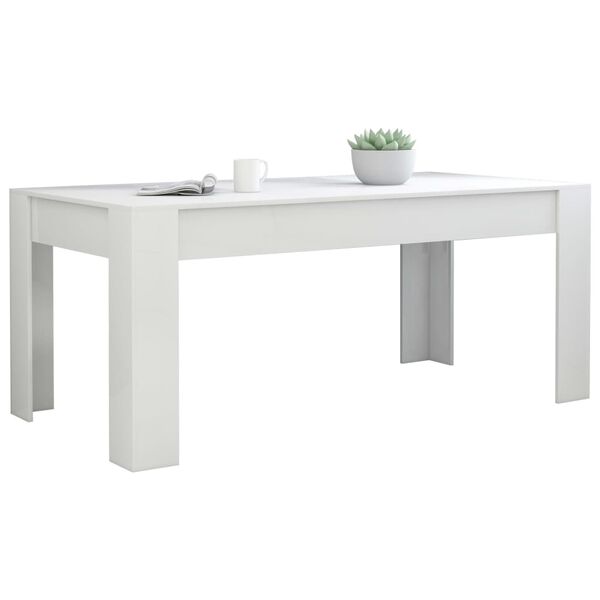 vidaXL Table de salle à manger Blanc brillant 180x90x76 cm Aggloméré