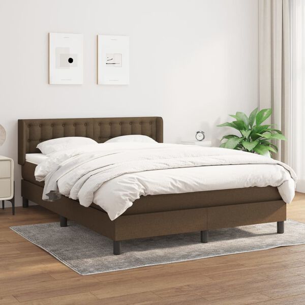 vidaXL Sommier &agrave; lattes de lit avec matelas Marron fonc&eacute; 140x190 cm