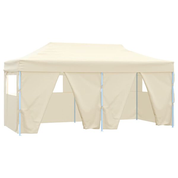 vidaXL Tente de r&eacute;ception pliable avec 4 parois 3x6 m Acier Cr&egrave;me
