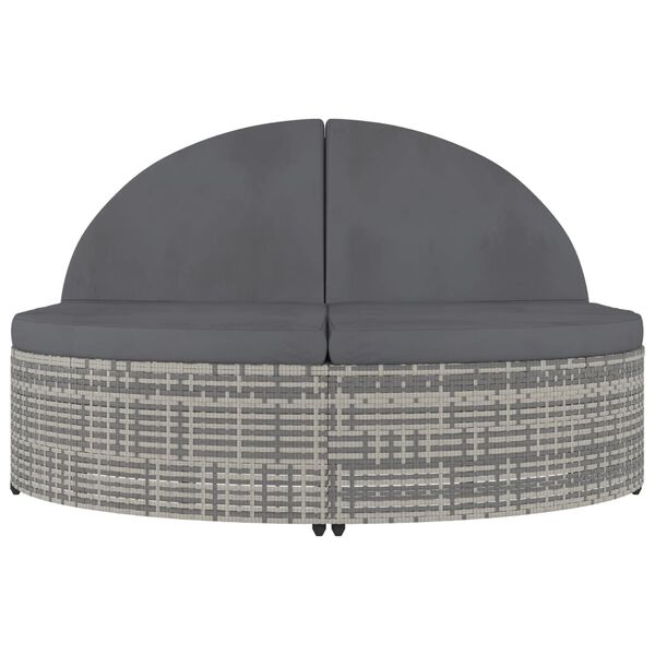 vidaXL Chaise longue &agrave; 2 places avec coussins R&eacute;sine tress&eacute;e Gris