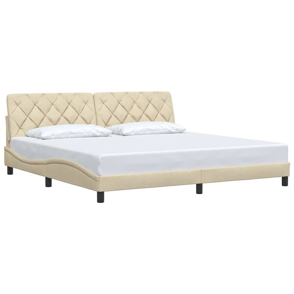 vidaXL Cadre de lit sans matelas cr&egrave;me 200x200 cm tissu