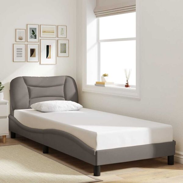 vidaXL Cadre de lit avec LED sans matelas Hvar taupe 90x200 cm tissu