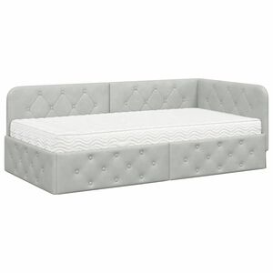 vidaXL Cadre de lit d'angle Gris clair 90 x 200 cm Velours