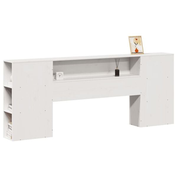 vidaXL T&ecirc;te de lit avec rangement blanc 180 cm bois massif de pin
