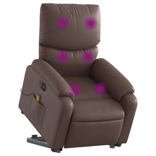 vidaXL Fauteuil inclinable de massage &eacute;lectrique marron similicuir