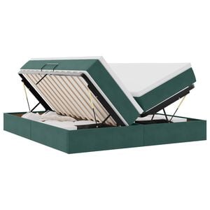 vidaXL Lit avec rangement et matelas Vert fonc&eacute; 180 x 200 cm Velours