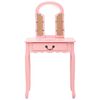 vidaXL Coiffeuse et tabouret Rose 65x36x128 cm Bois de paulownia MDF