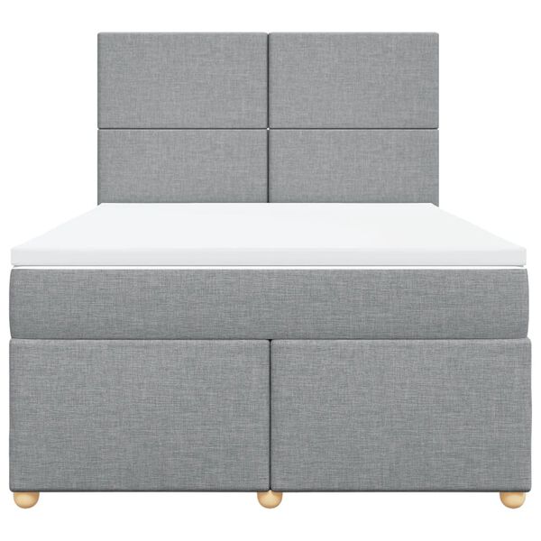 vidaXL Sommier &agrave; lattes de lit avec matelas Gris clair 140x190cm Tissu