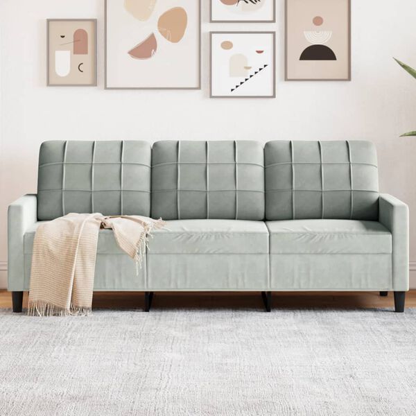 vidaXL Canapé à 3 places Gris clair 180 cm Velours