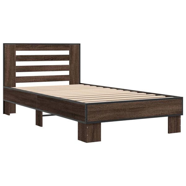 vidaXL Cadre de lit sans matelas ch&ecirc;ne marron 75x190 cm