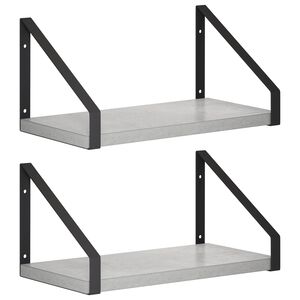vidaXL &Eacute;tag&egrave;res Murales 2 pc Gris b&eacute;ton 30 x 16 x 15,5 cm