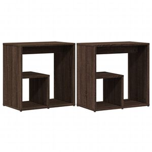 vidaXL Tables d'appoint 2 pcs ch&ecirc;ne marron 50x30x50 cm bois ing&eacute;nierie
