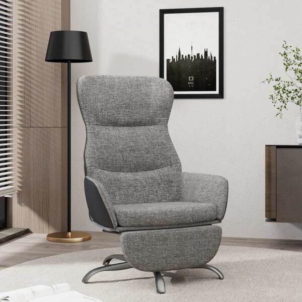 vidaXL Chaise de relaxation avec repose-pieds Gris clair Tissu