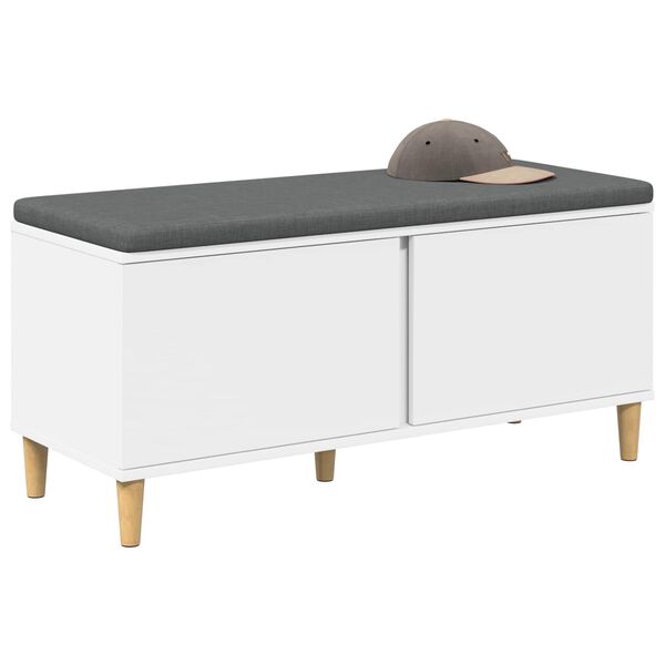 vidaXL Banc d'entr&eacute;e avec coussin avec stockage Blanc 100 x 38 x 46 cm