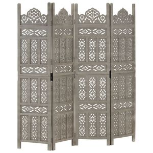 vidaXL Cloison de s&eacute;paration 4 panneaux Gris 160x165 cm Bois manguier