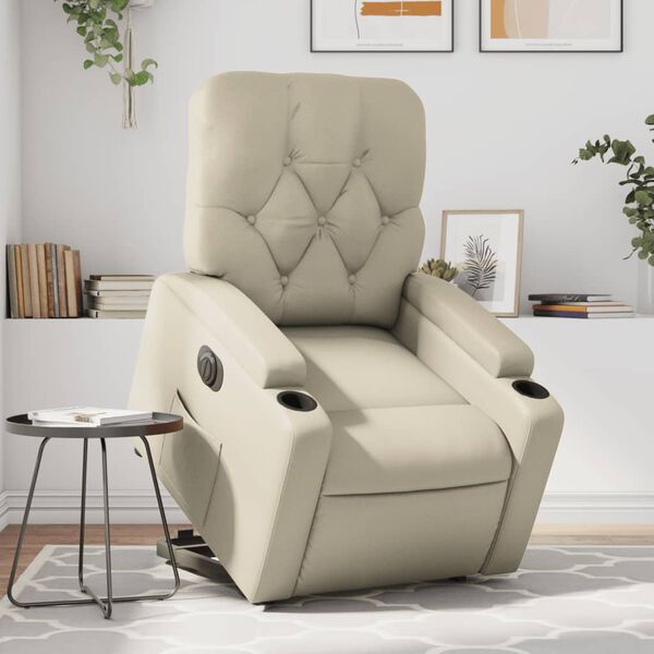 vidaXL Fauteuil inclinable &eacute;lectrique cr&egrave;me similicuir