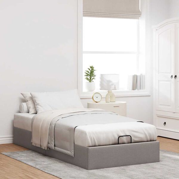 vidaXL Cadre de lit ottoman sans matelas taupe 90x200 cm tissu