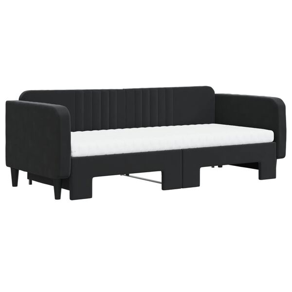 vidaXL Lit de jour avec gigogne et matelas noir 90x200 cm velours