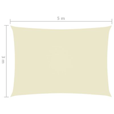 vidaXL Voile de parasol tissu oxford rectangulaire 3x5 m crème