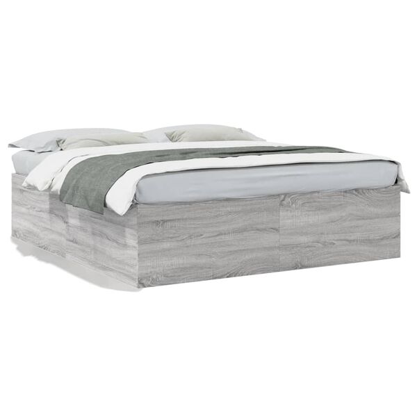 vidaXL Cadre de lit sans matelas sonoma gris 200x200 cm