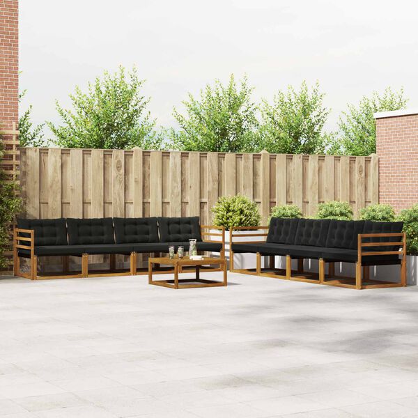 vidaXL Ensemble de canap&eacute;s d'ext&eacute;rieur 9 pcs Naturel et Noir