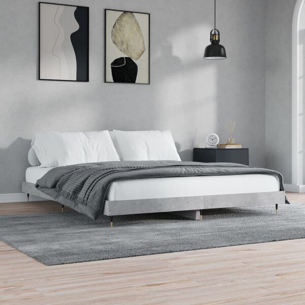 vidaXL Cadre de lit sans matelas gris b&eacute;ton 200x200 cm