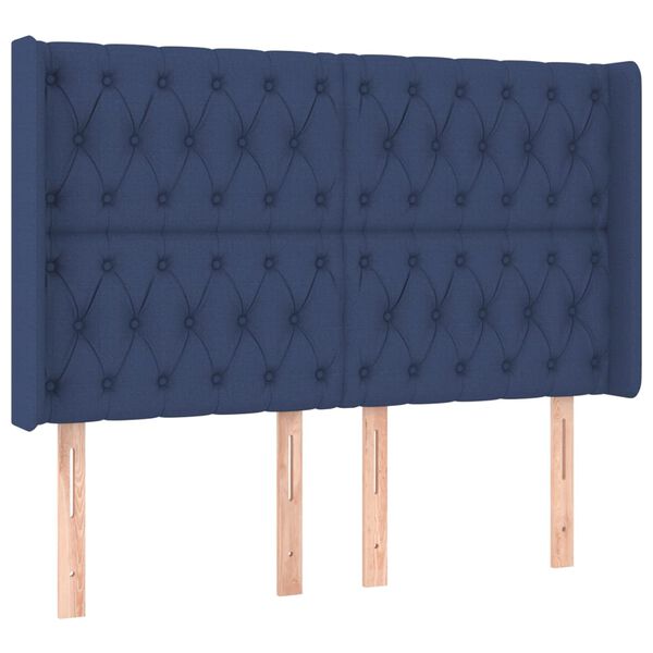 vidaXL T&ecirc;te de lit avec oreilles Bleu 163x16x118/128 cm Tissu