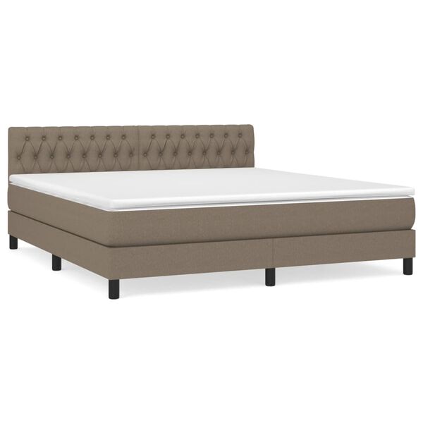 vidaXL Sommier &agrave; lattes de lit avec matelas Taupe 180x200 cm Tissu