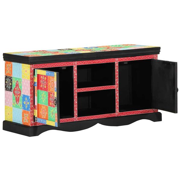 vidaXL Meuble TV Multicolore 100 x 35 x 50 cm Bois de manguier massif