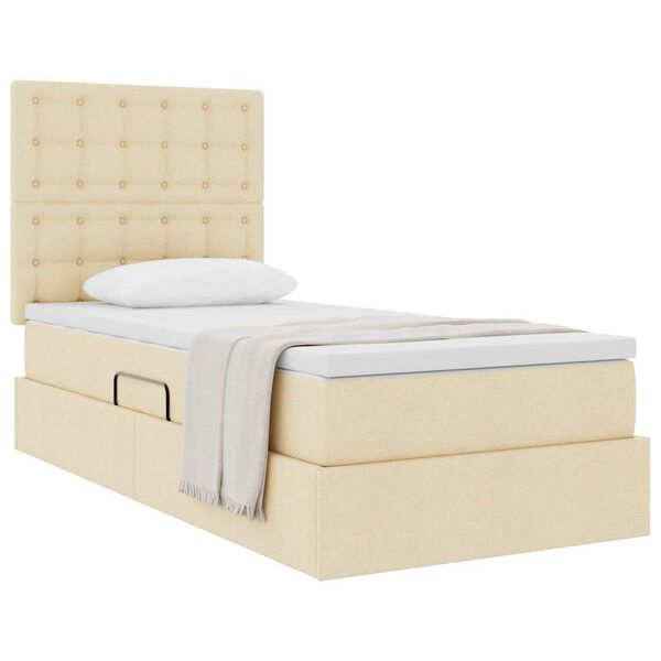vidaXL Lit avec rangement et matelas Cr&egrave;me 100 x 200 cm Polyester