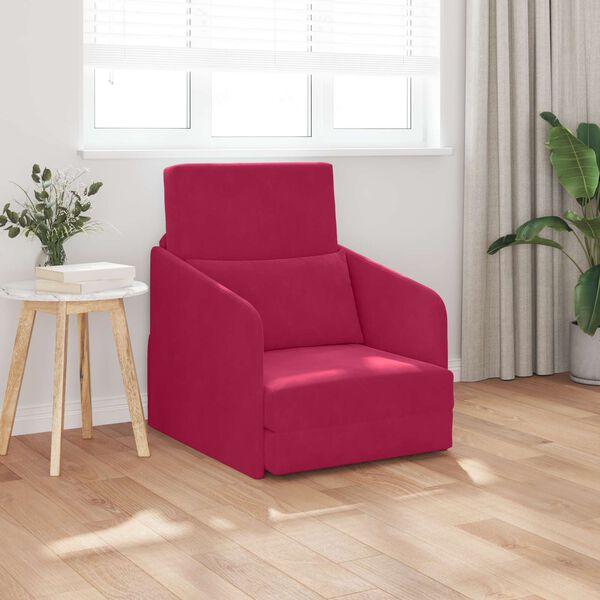 vidaXL Canap&eacute;-Lit Bordeaux 65 x 80 x 83 cm Velours