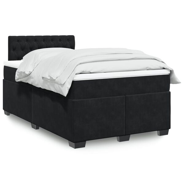 vidaXL Sommier &agrave; lattes de lit avec matelas noir 120x190 cm velours