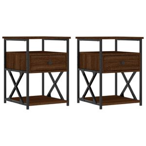 vidaXL Tables de chevet 2pcs ch&ecirc;ne marron 40x42x55cm bois d'ing&eacute;nierie