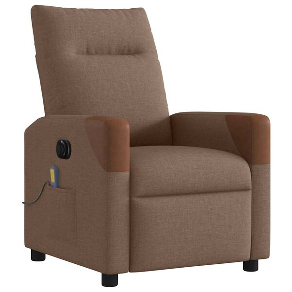 vidaXL Fauteuil inclinable de massage &eacute;lectrique marron tissu