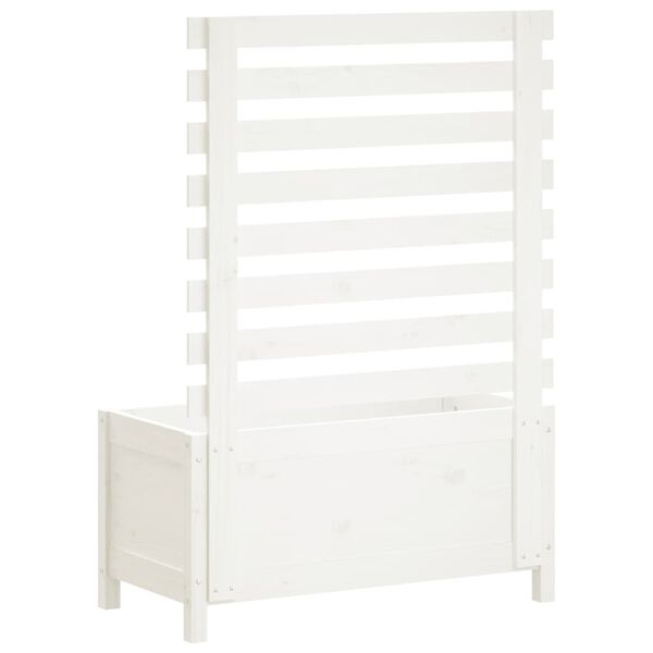 vidaXL Jardinière avec support blanc 79x39,5x114 cm bois de pin massif