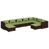 vidaXL Salon de jardin 9 pcs avec coussins R&eacute;sine tress&eacute;e Marron