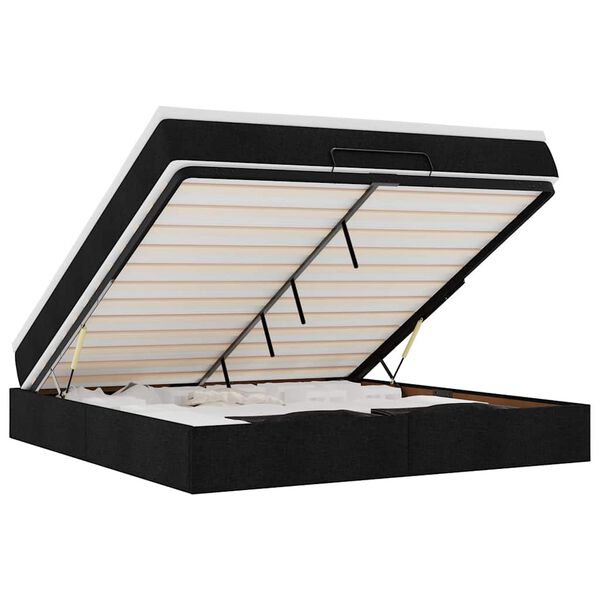 VidaXL Cadre de lit ottoman avec matelas noir 180x200 cm tissu